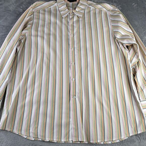 J Ferrar Shirt Mens XL Multicolor Striped Long Sleeve Button Up Casual Classic - Picture 4 of 8
